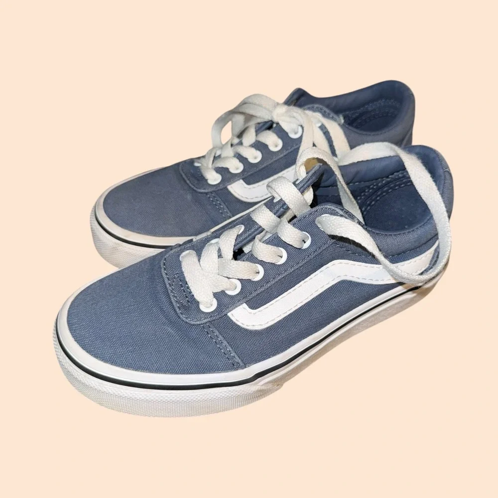 Vans Ward Kids Slate Blue Canvas Low Top Skate Shoes Sneakers Size 13 Youth - Picture 2 of 4